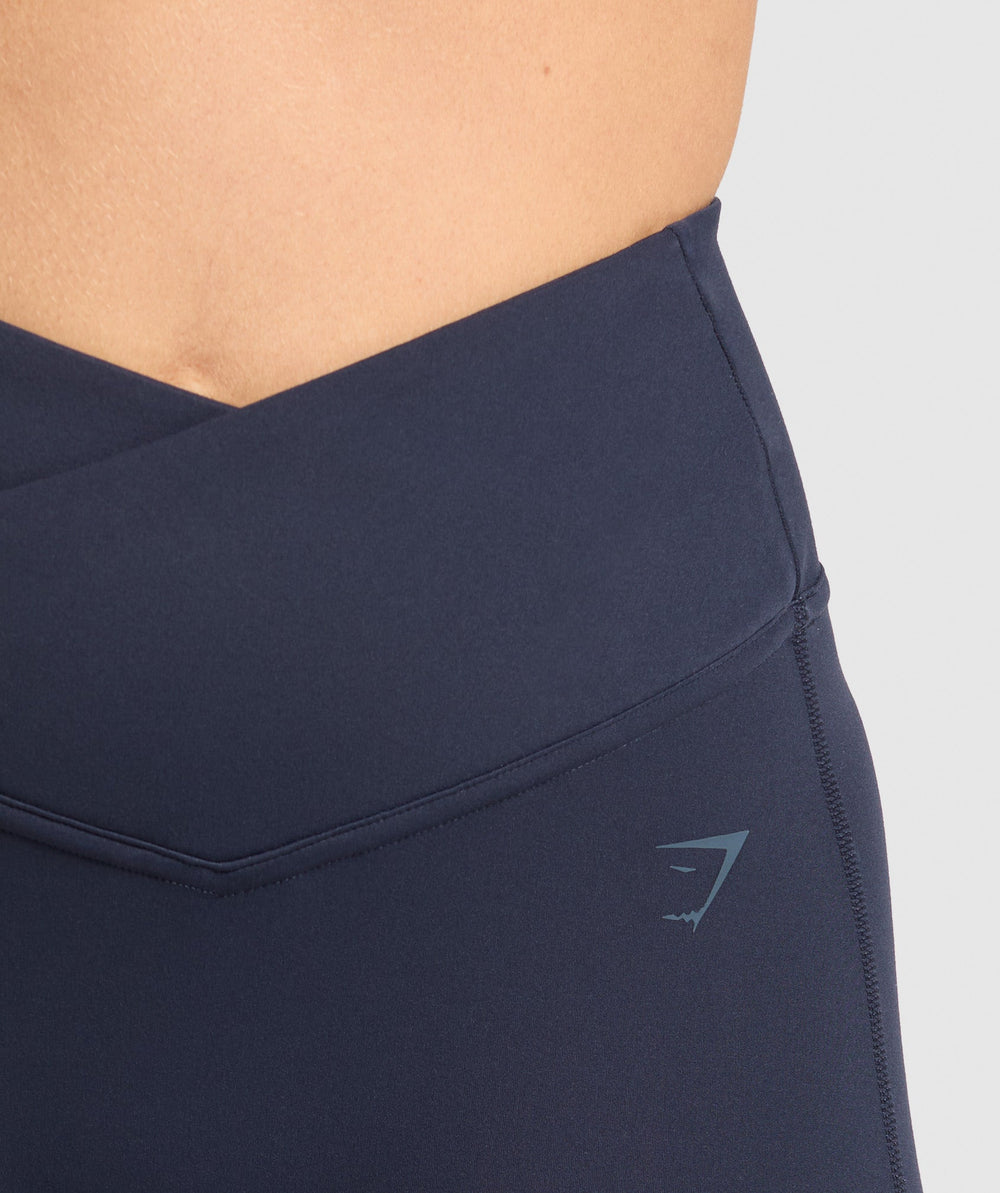 Crossover Flared Leggings - Heavy Blue