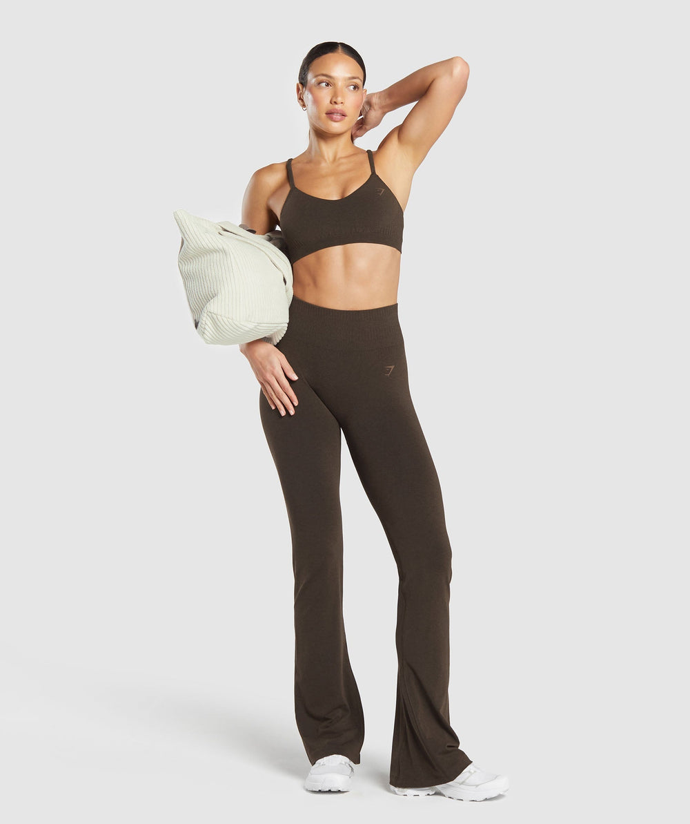 Luxe Seamless Flare Leggings - Walnut Brown Marl