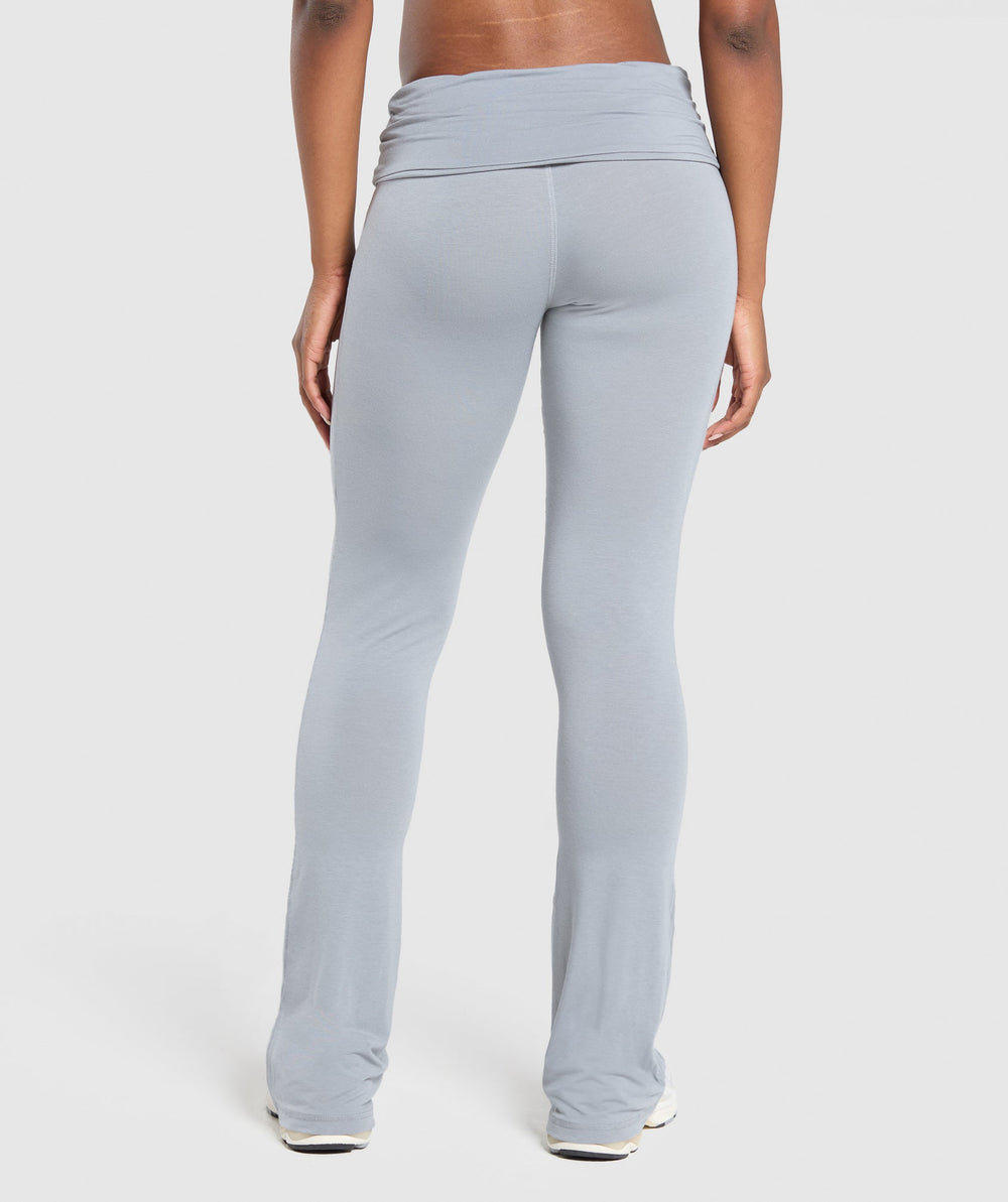Foldover Flared Leggings - Denim Grey