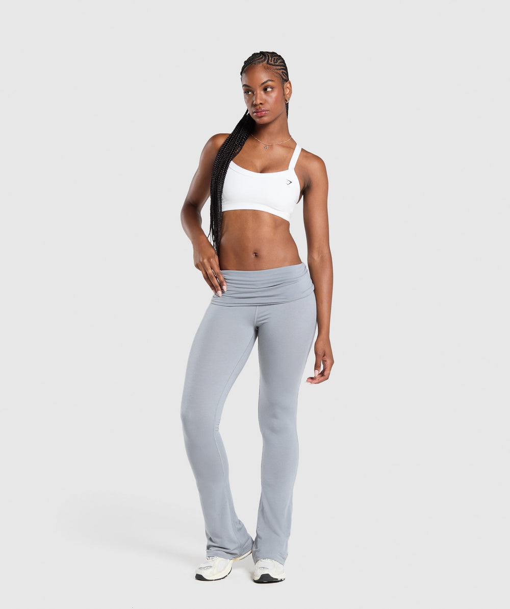 Foldover Flared Leggings - Denim Grey