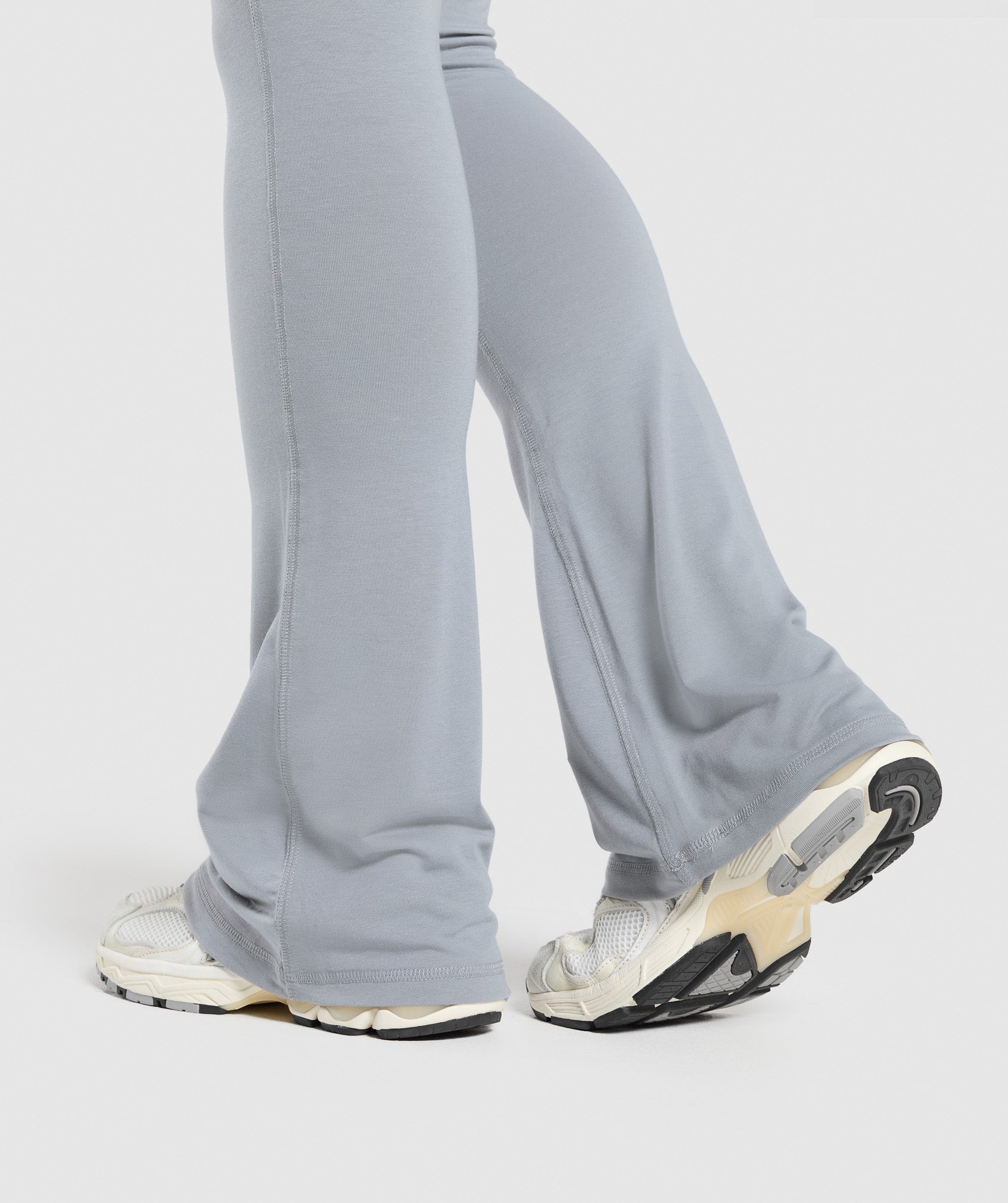 Foldover Flared Leggings - Denim Grey