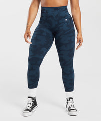Adapt Camo Seamless Ribbed Leggings - Midnight Blue/Ash Blue