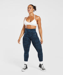 Adapt Camo Seamless Ribbed Leggings - Midnight Blue/Ash Blue
