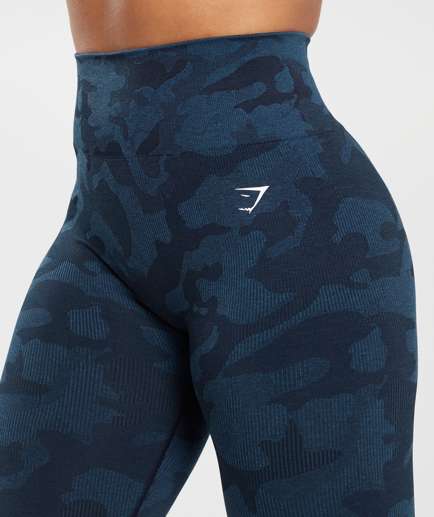 Adapt Camo Seamless Ribbed Leggings - Midnight Blue/Ash Blue