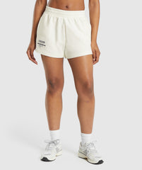 Care Label Graphic Brushed Shorts - Soft White