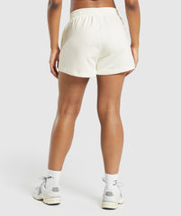Care Label Graphic Brushed Shorts - Soft White