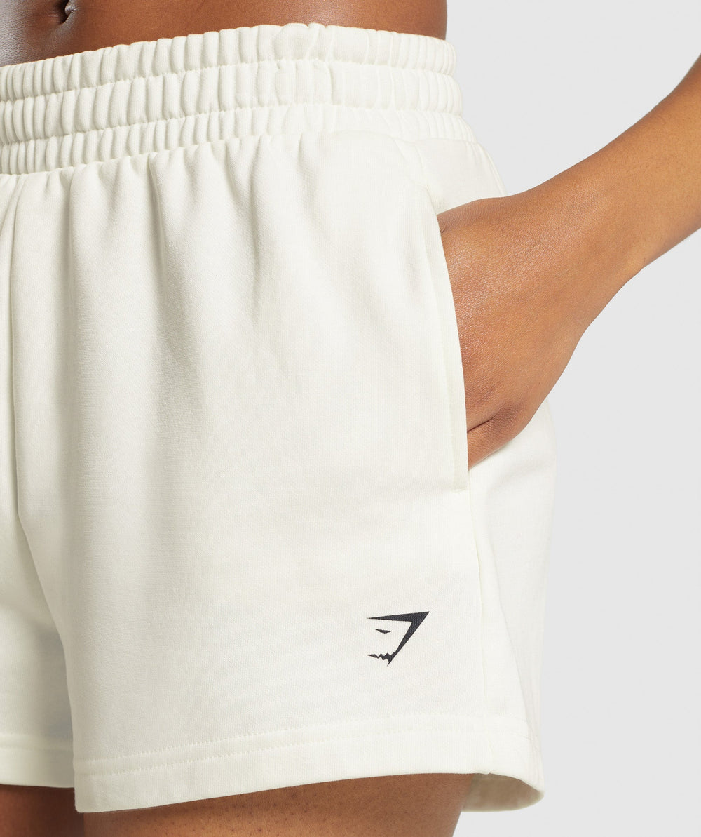 Care Label Graphic Brushed Shorts - Soft White