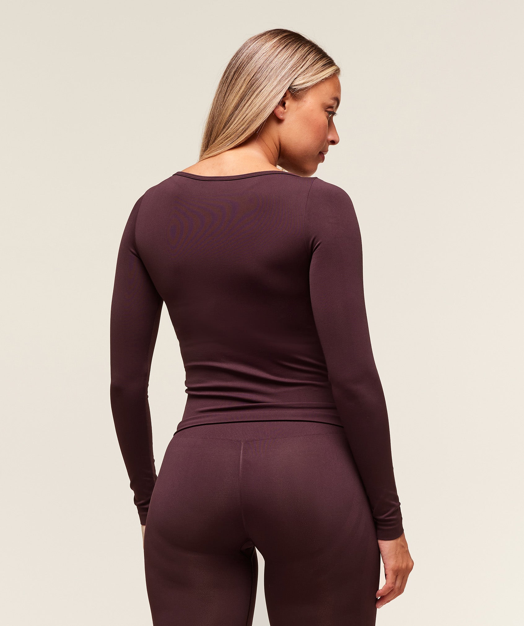 Everyday Seamless Wide Neck Long Sleeve Top - Cherry Purple
