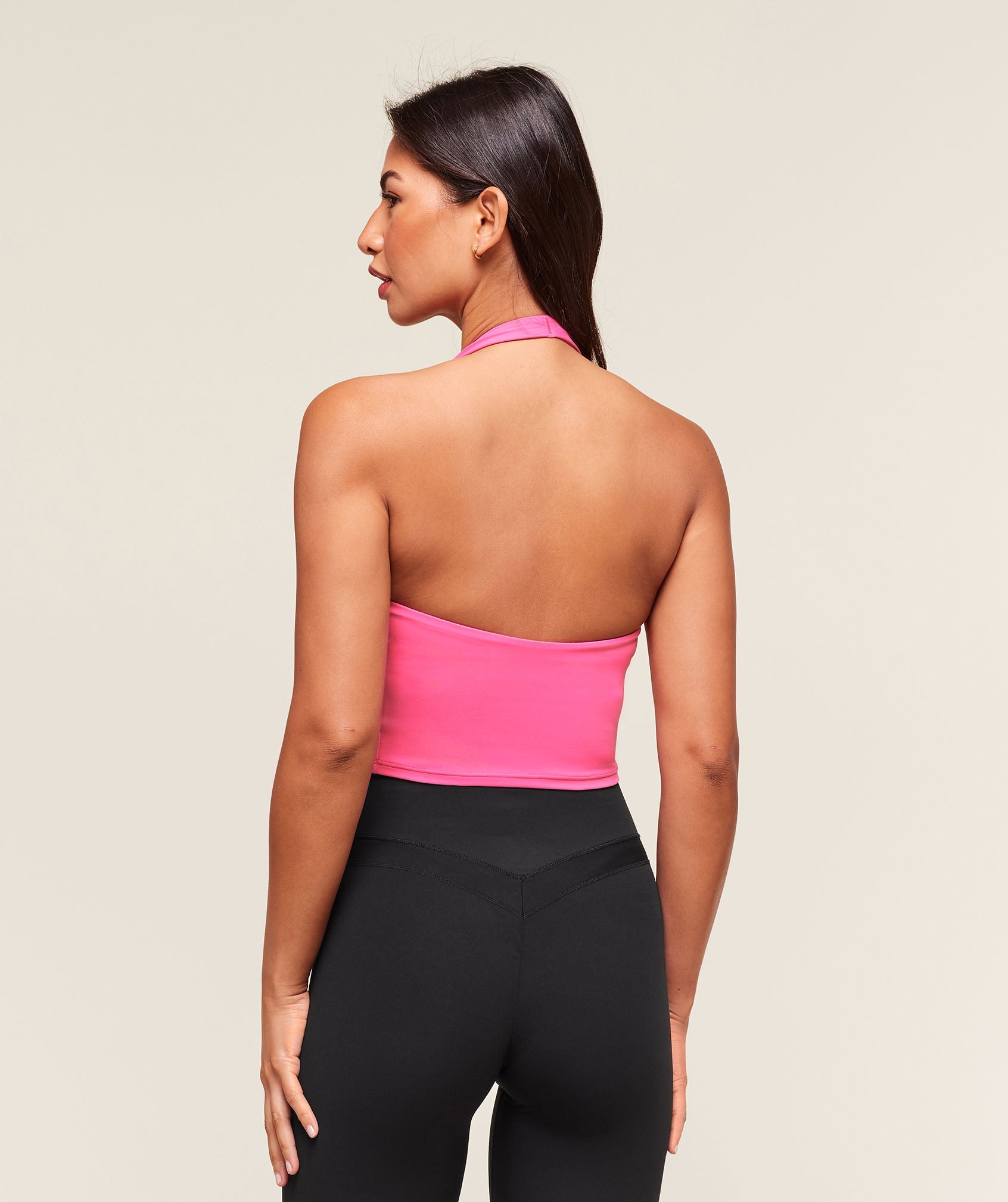 Halter Neck Cami with Shelf - Energy Pink