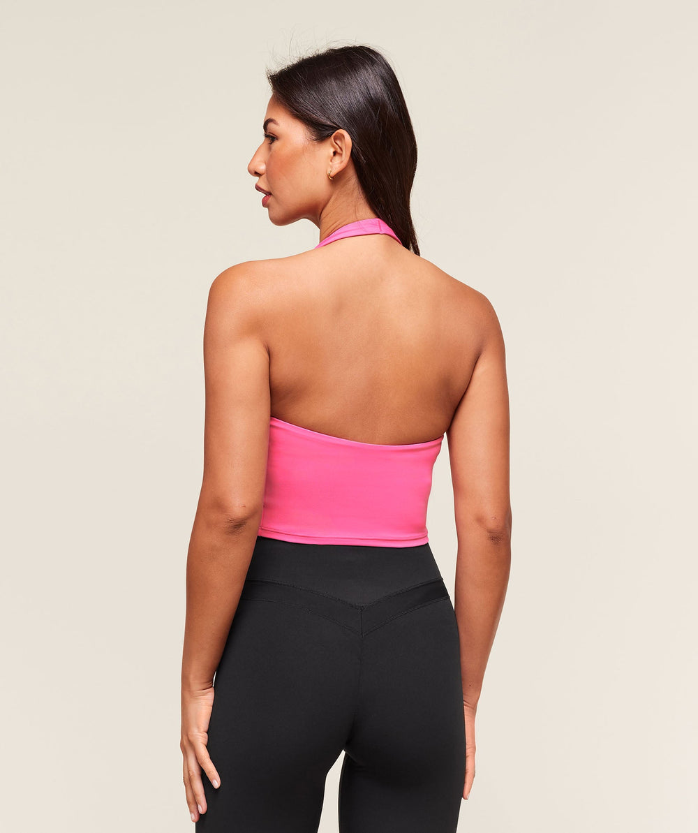 Halter Neck Cami with Shelf - Energy Pink