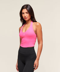 Halter Neck Cami with Shelf - Energy Pink