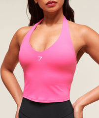 Halter Neck Cami with Shelf - Energy Pink
