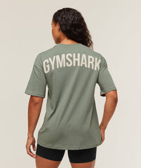 Power Oversized T-Shirt - Unit Green/Oat White