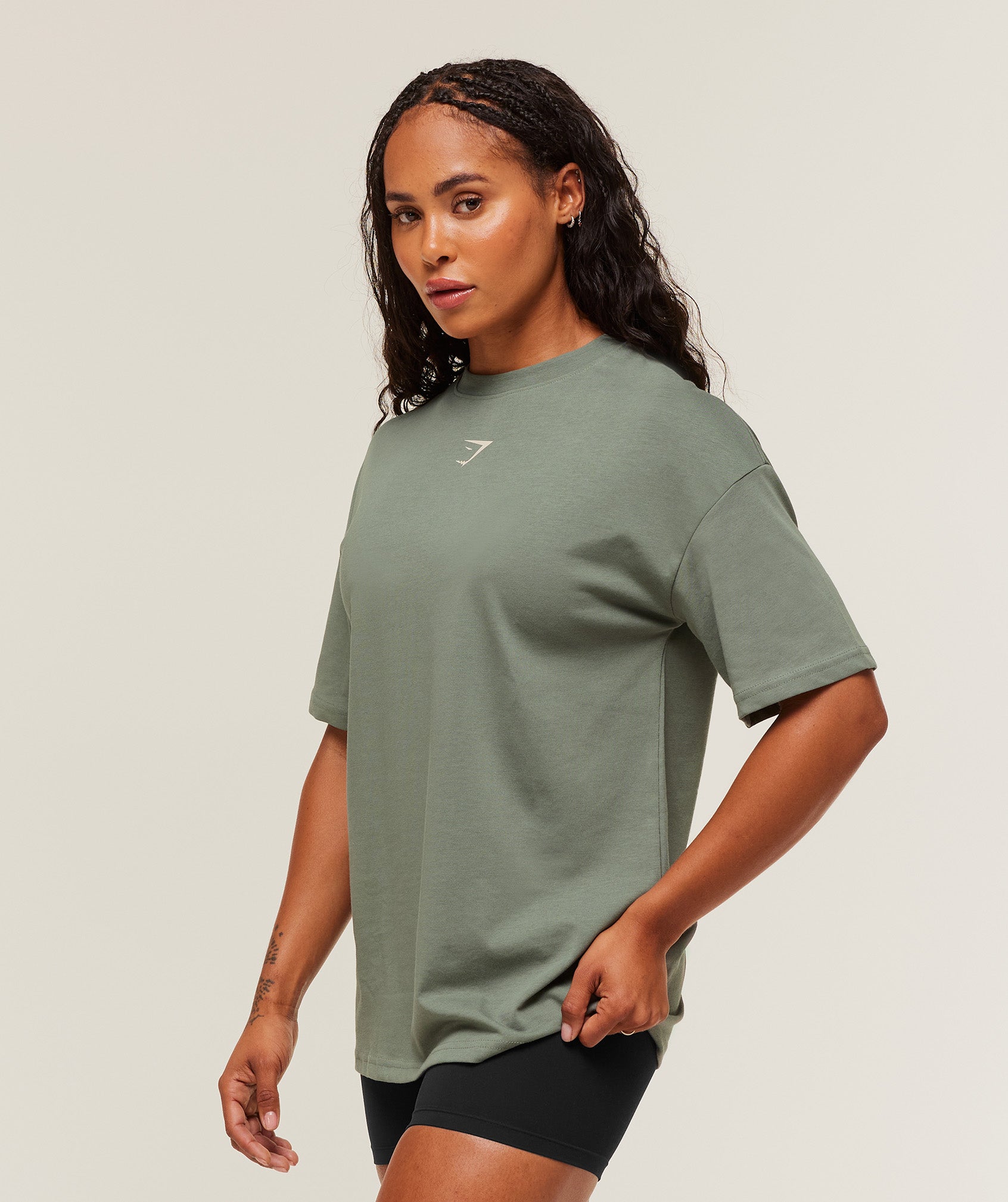 Power Oversized T-Shirt - Unit Green/Oat White