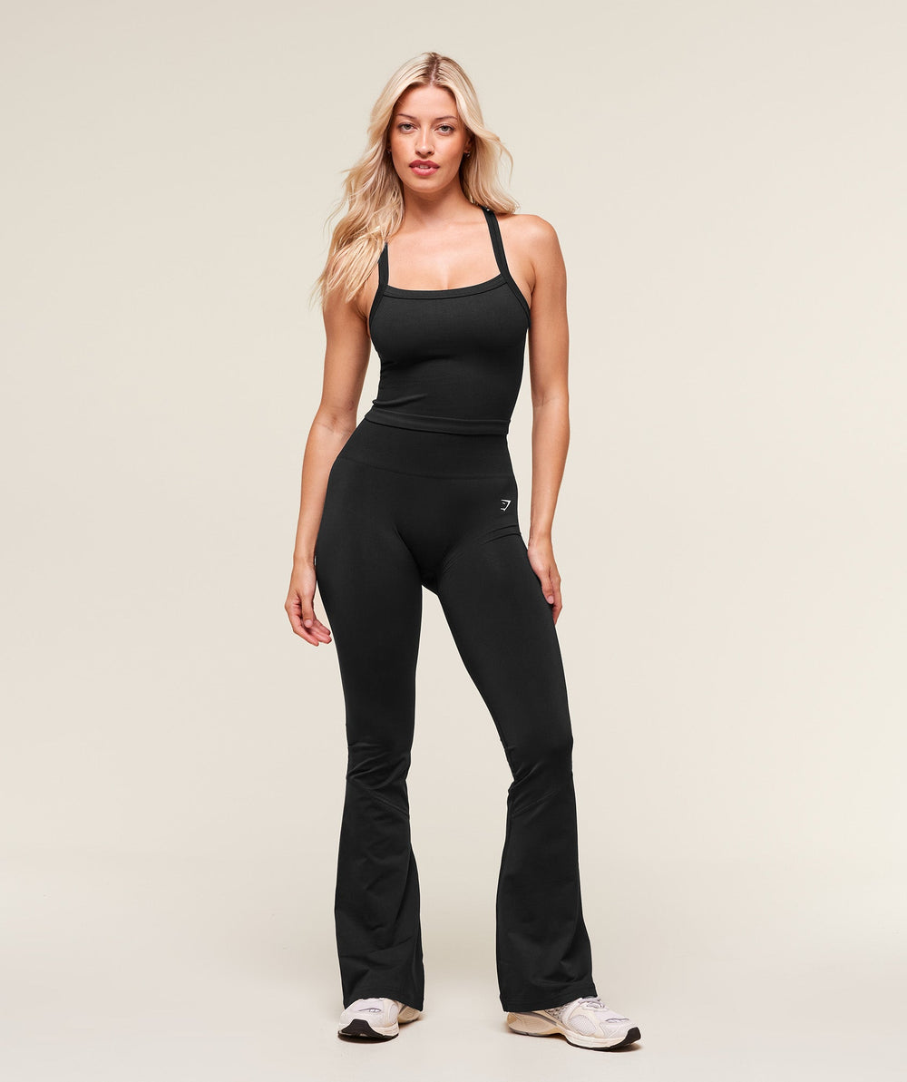 Everyday Seamless Ribbed Midi Top - Black