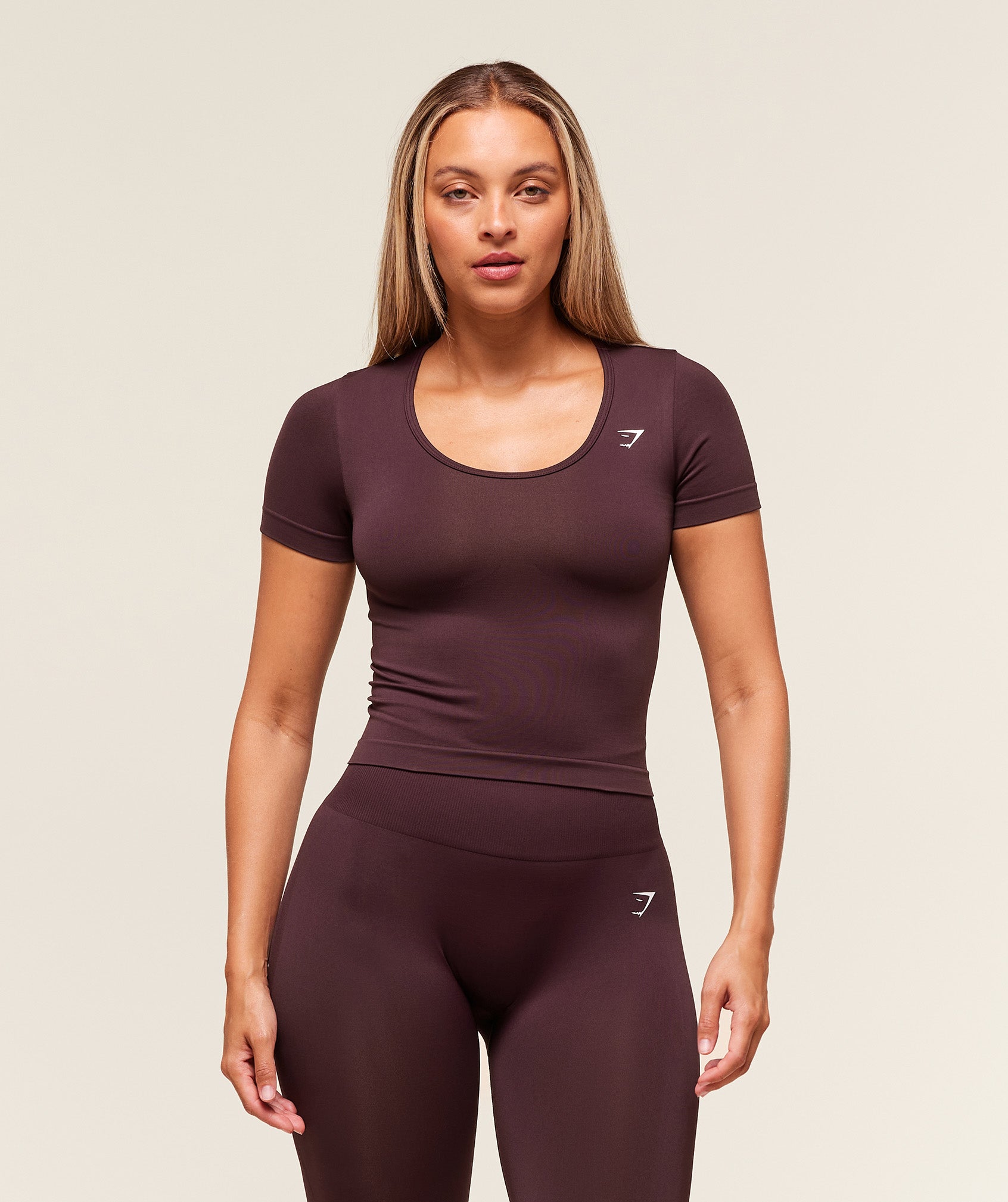 Everyday Seamless Tight Fit Crew Neck Tee - Cherry Purple