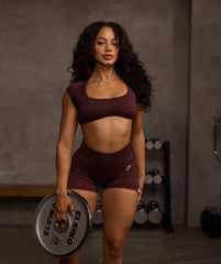 Adapt Fleck x Whitney Short Sleeve Crop Top - Cherry Purple/Rich Maroon