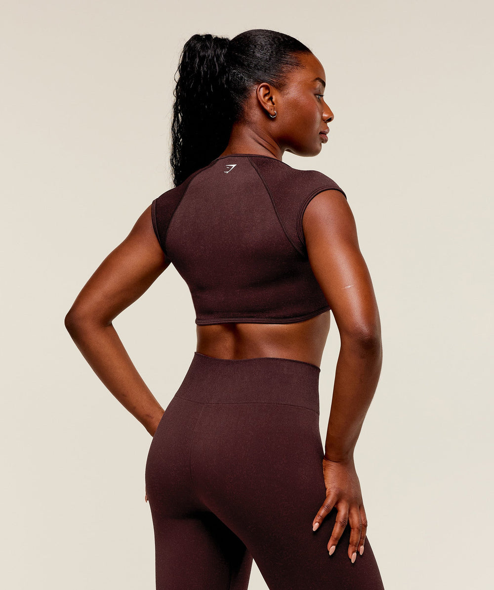 Adapt Fleck x Whitney Short Sleeve Crop Top - Cherry Purple/Rich Maroon