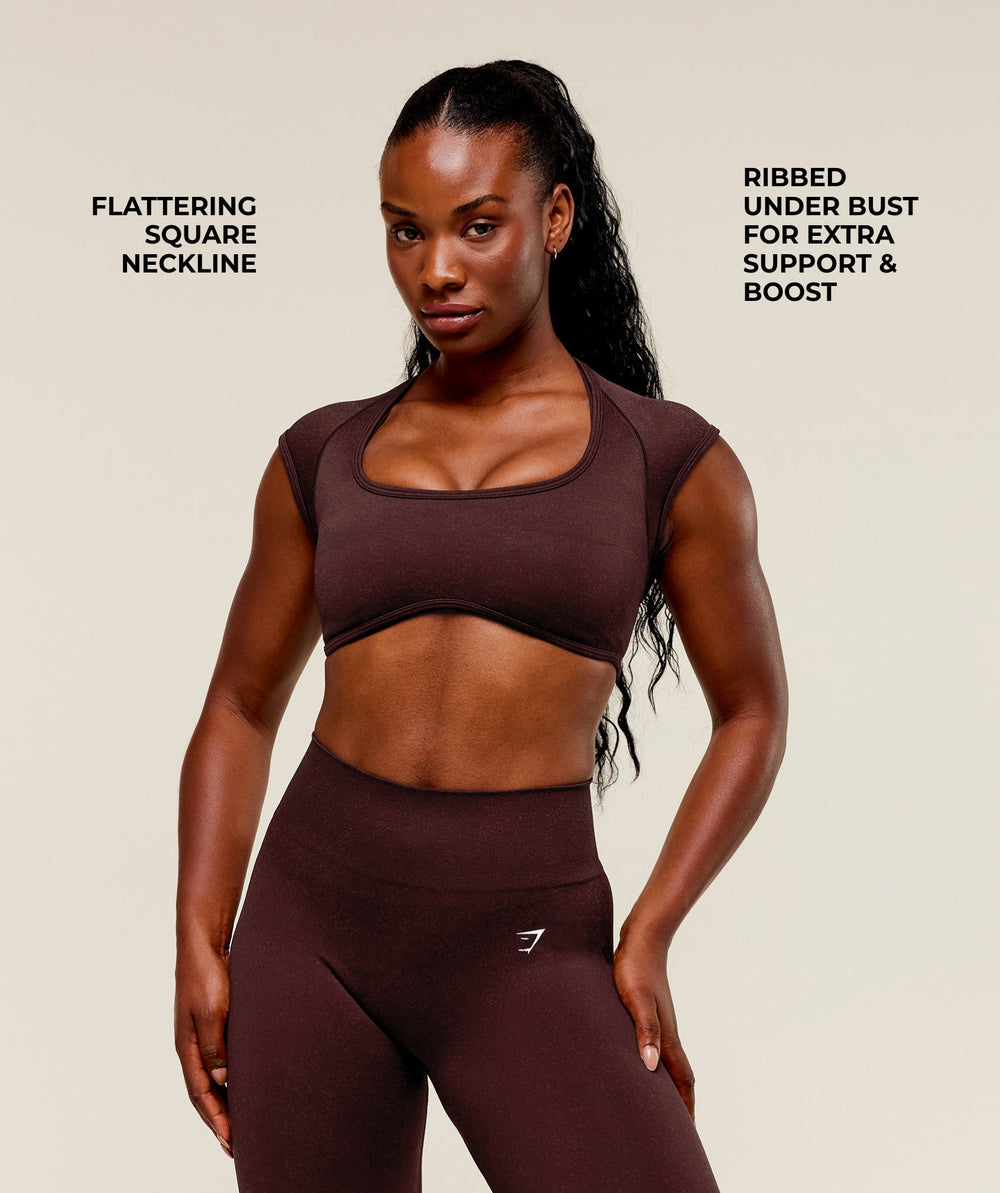 Adapt Fleck x Whitney Short Sleeve Crop Top - Cherry Purple/Rich Maroon
