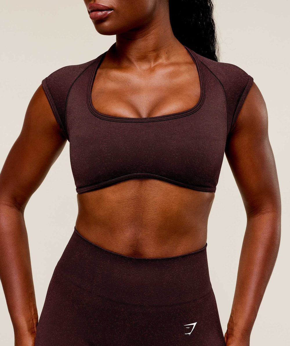 Adapt Fleck x Whitney Short Sleeve Crop Top - Cherry Purple/Rich Maroon