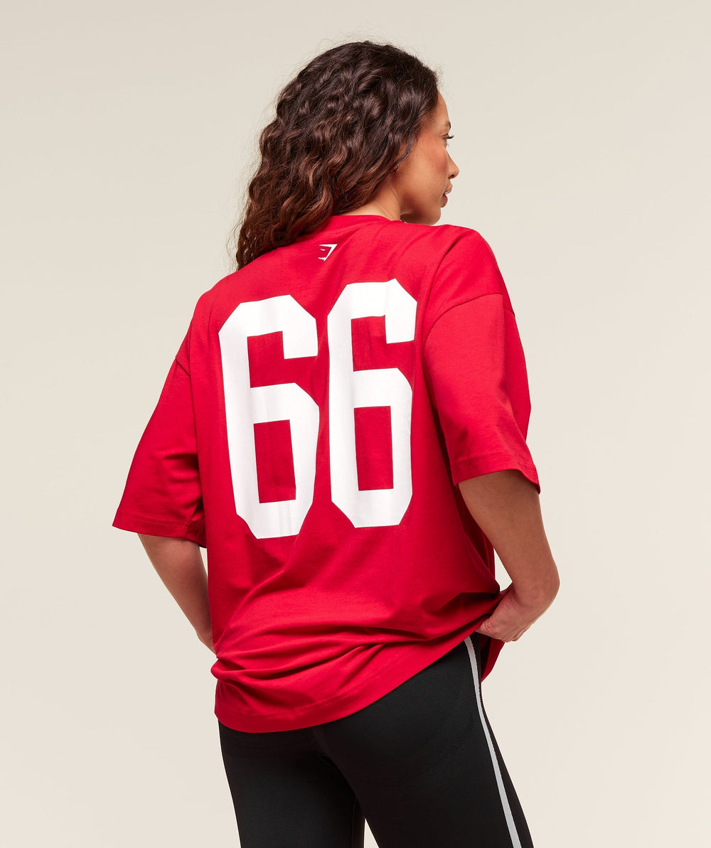 Varsity Graphic Oversized T-shirt - Conditioning Red