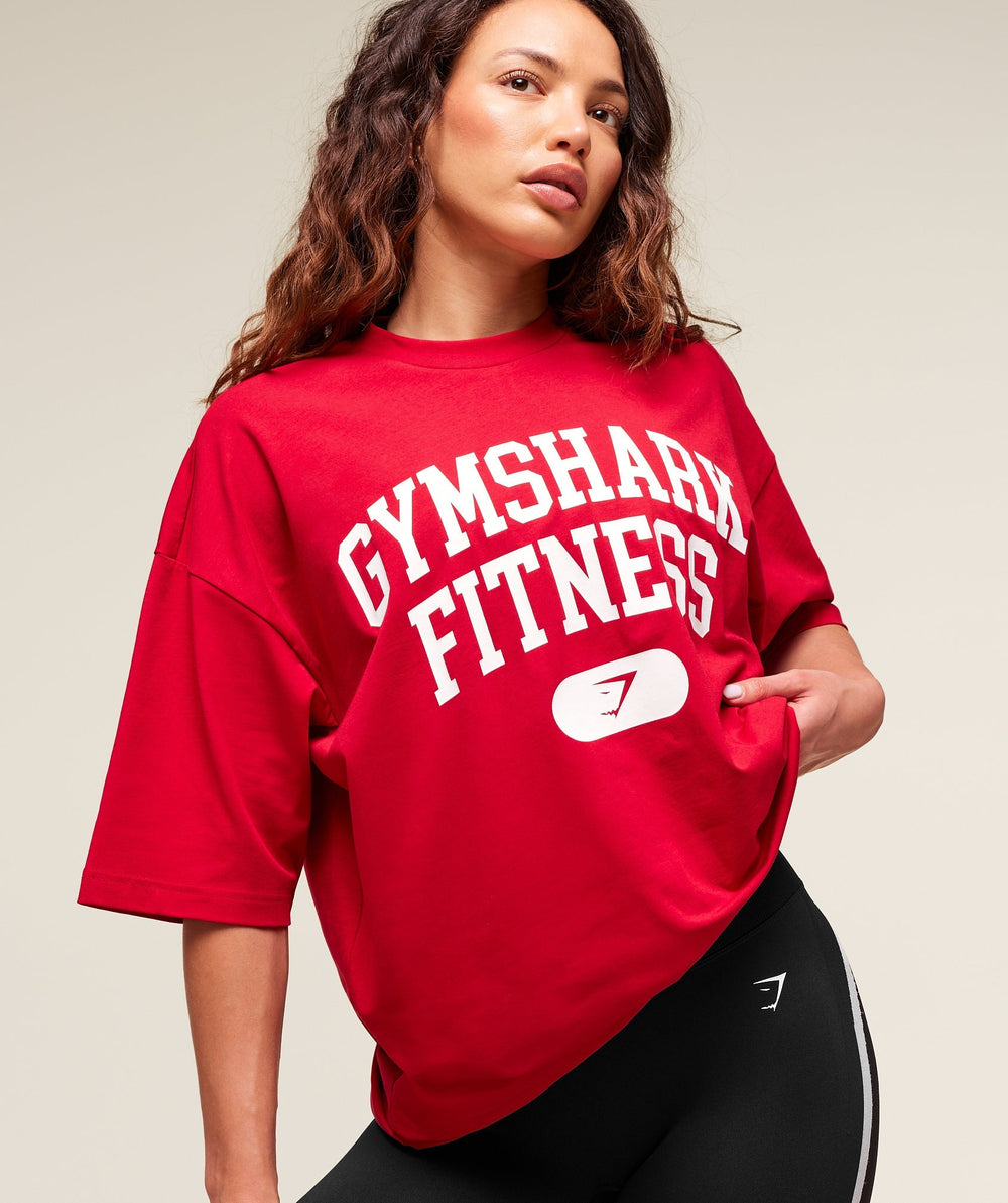 Varsity Graphic Oversized T-shirt - Conditioning Red