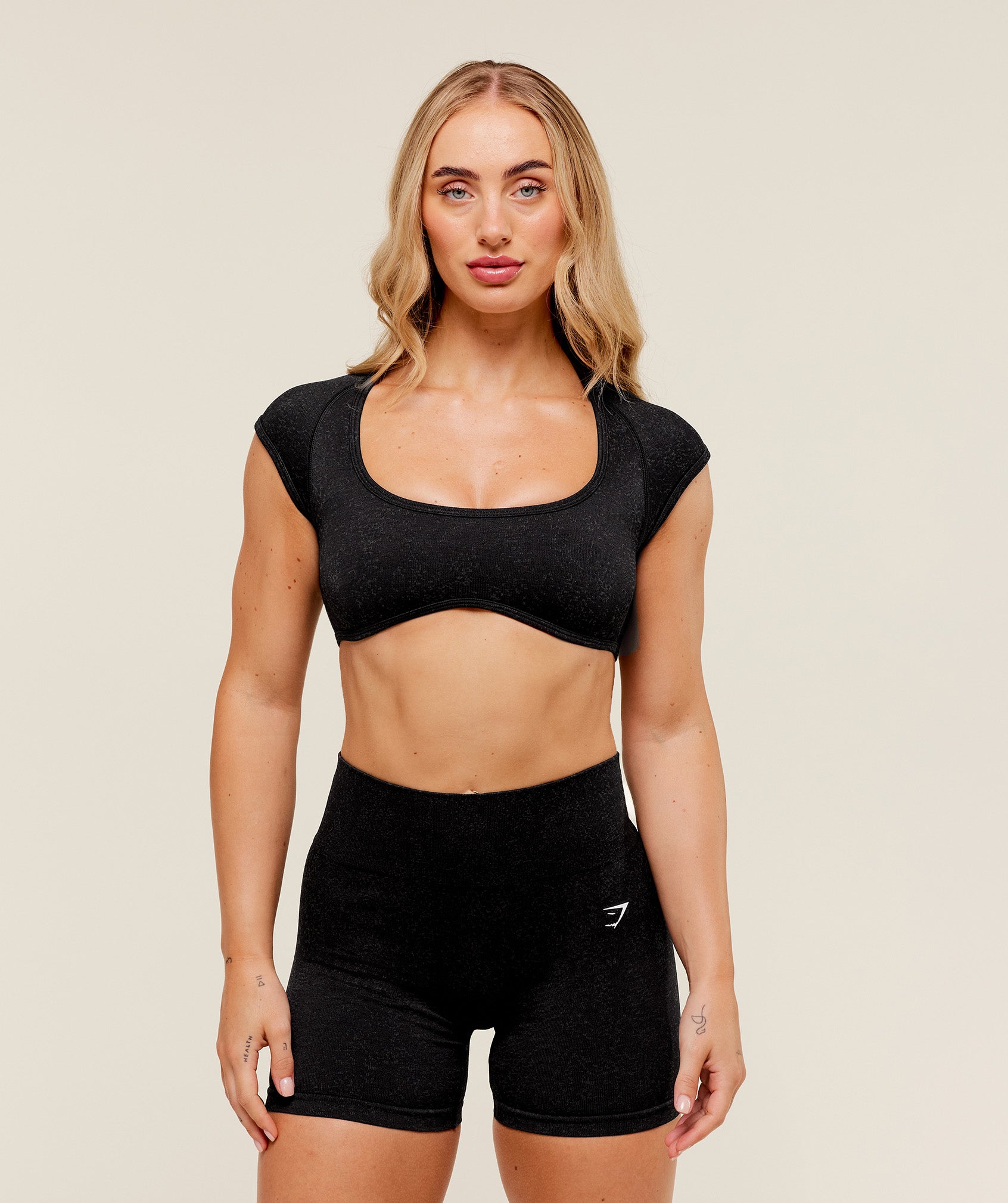 Adapt Fleck x Whitney Short Sleeve Crop Top - Black