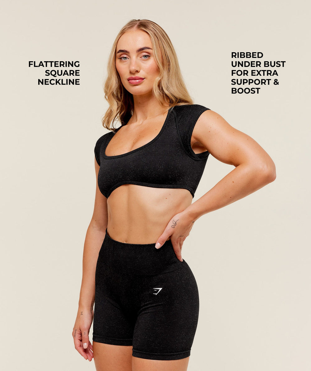 Adapt Fleck x Whitney Short Sleeve Crop Top - Black