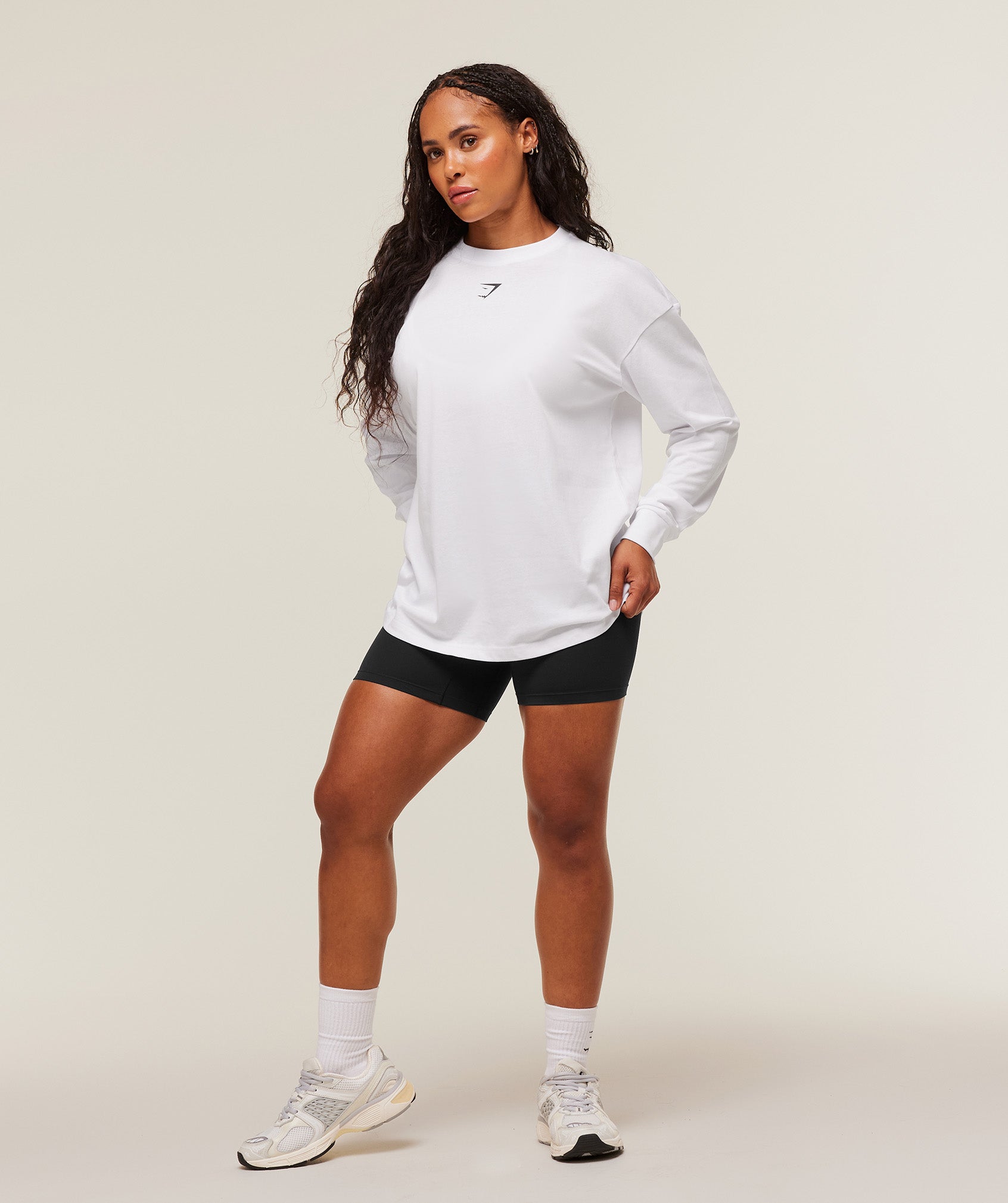 Power Long Sleeve Top - White/Black