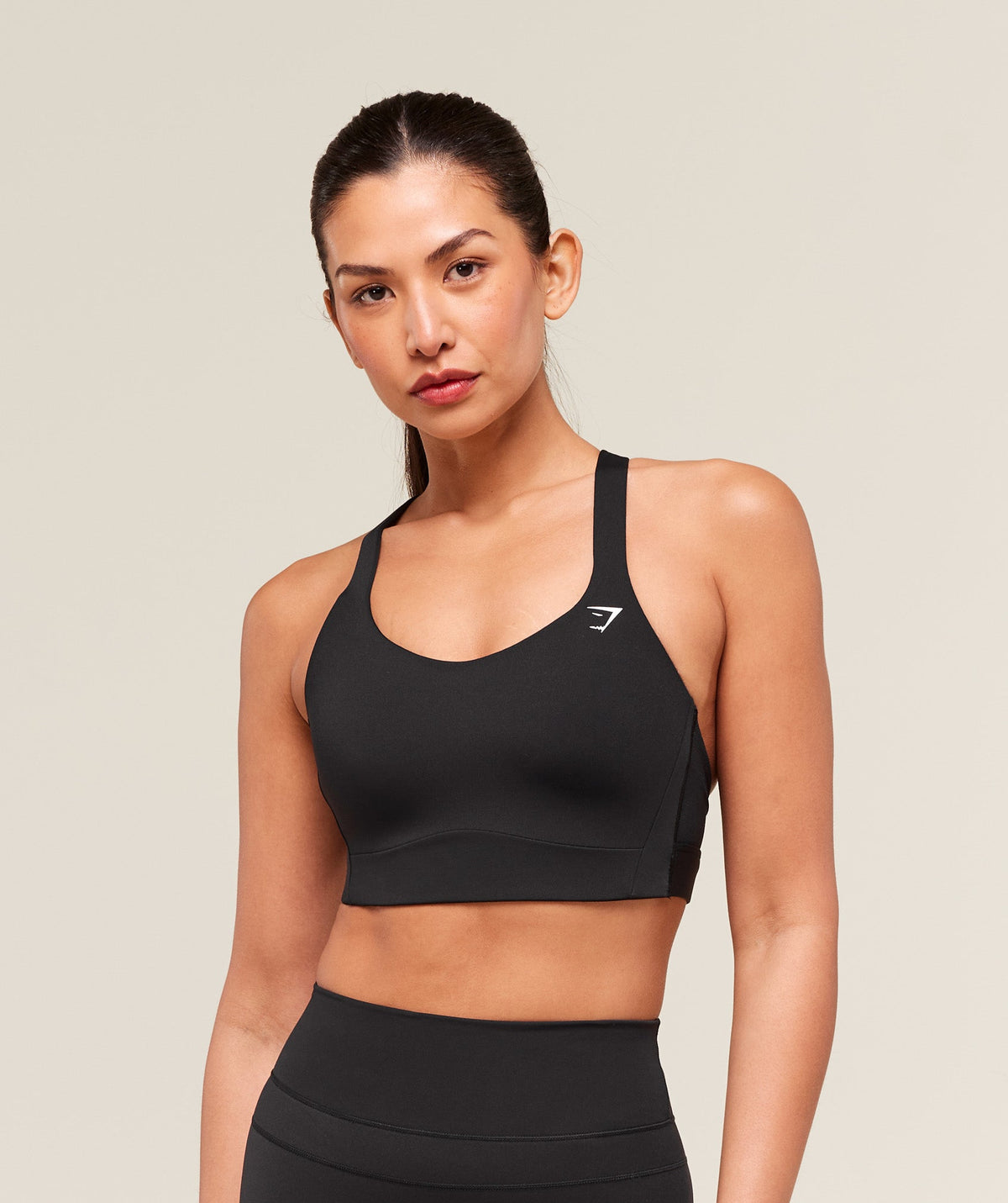Crossover Strap High Support Sports Bra - Black