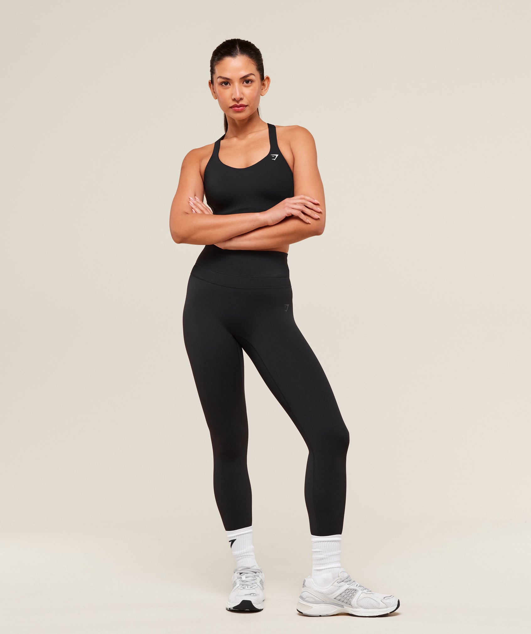Crossover Strap High Support Sports Bra - Black