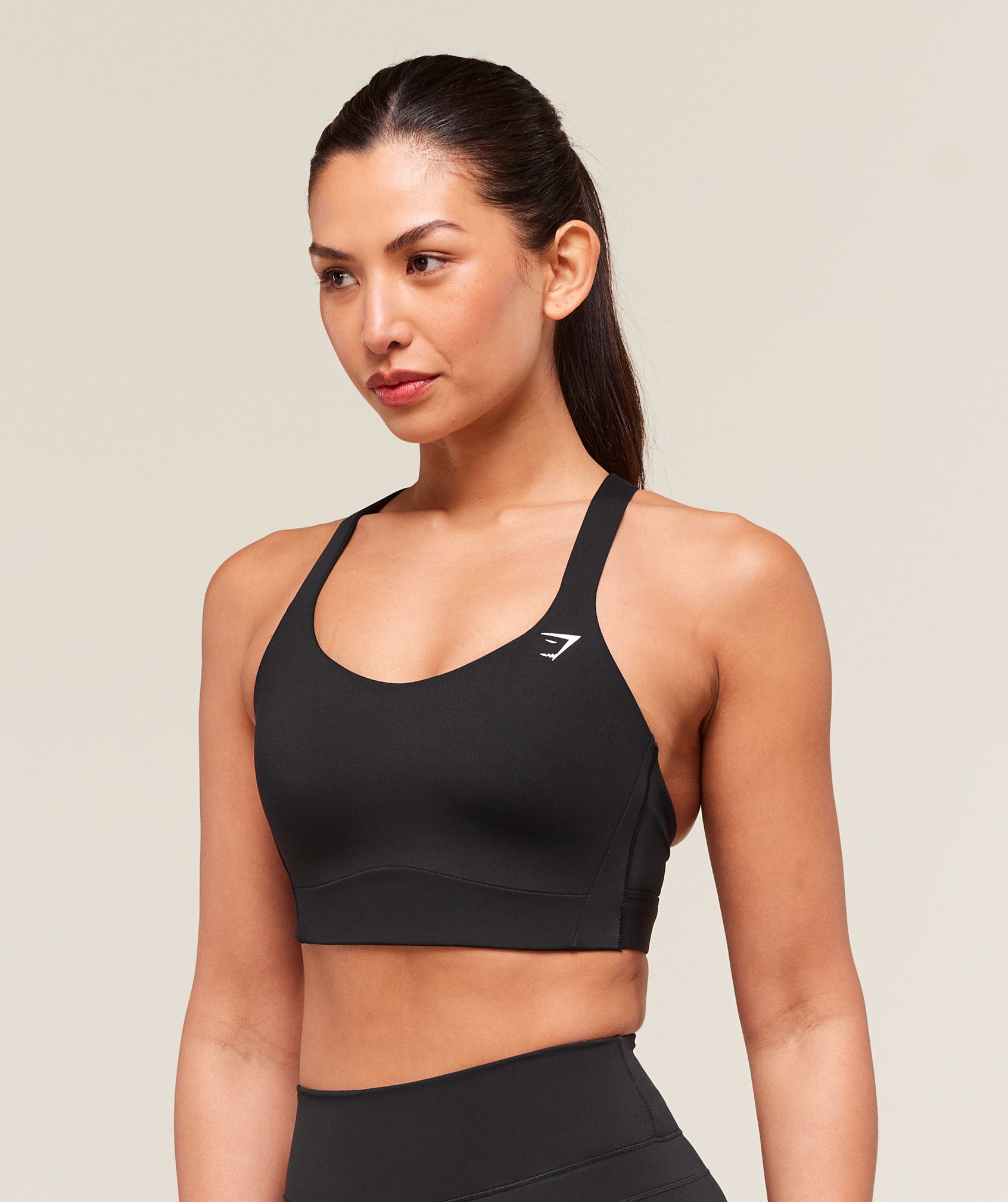 Crossover Strap High Support Sports Bra - Black