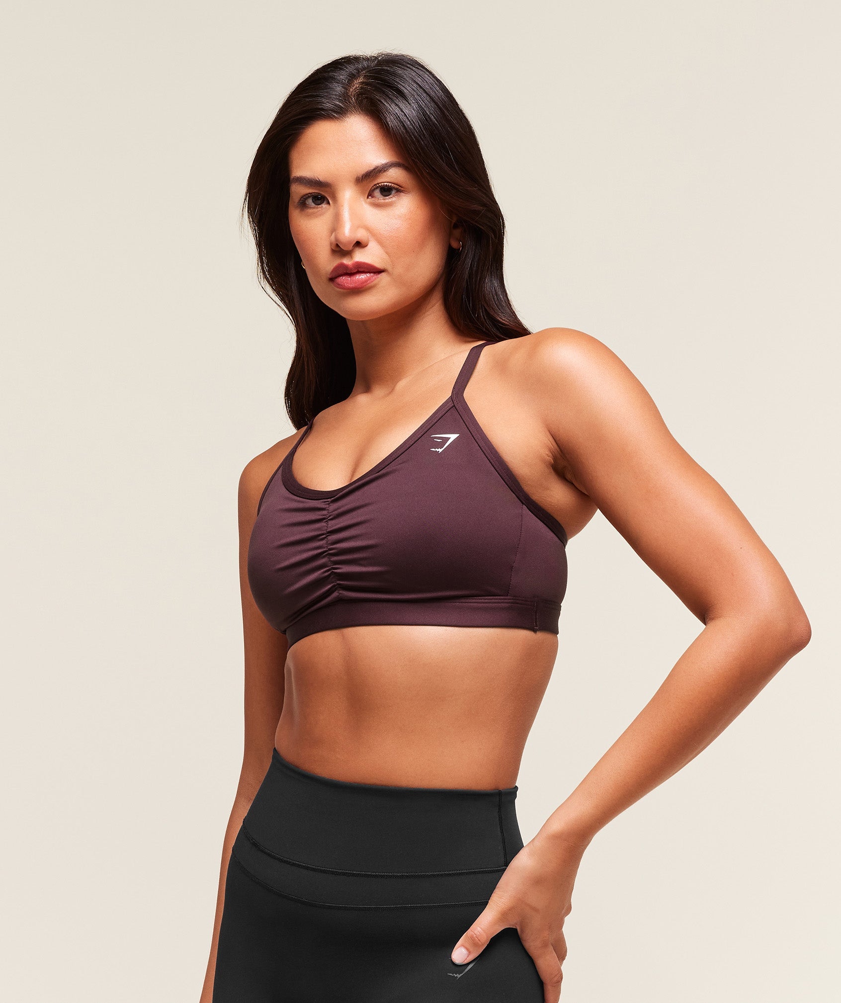 Ruched Sports Bra - Cherry Purple