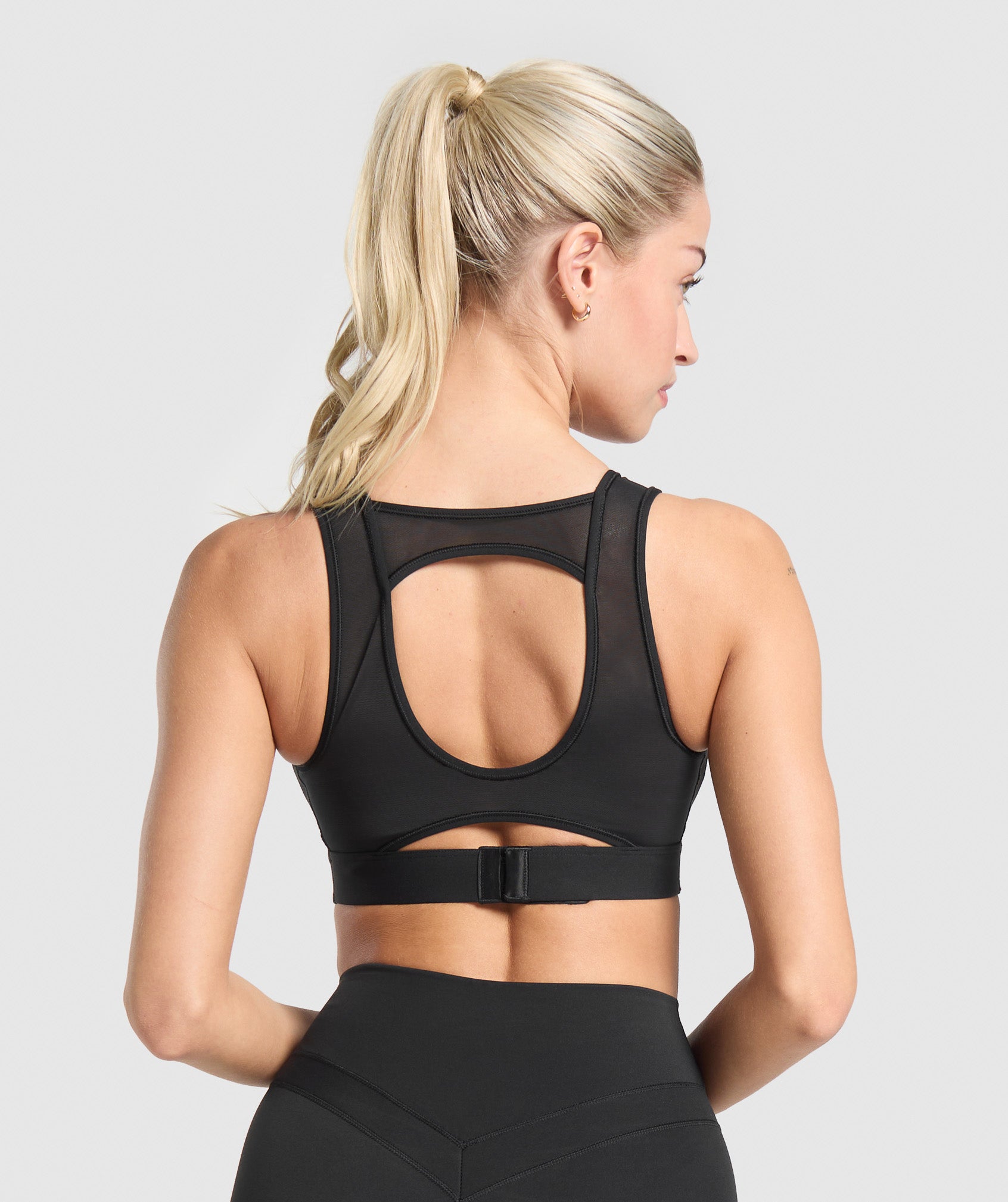 Mesh Back Sports Bra - Black