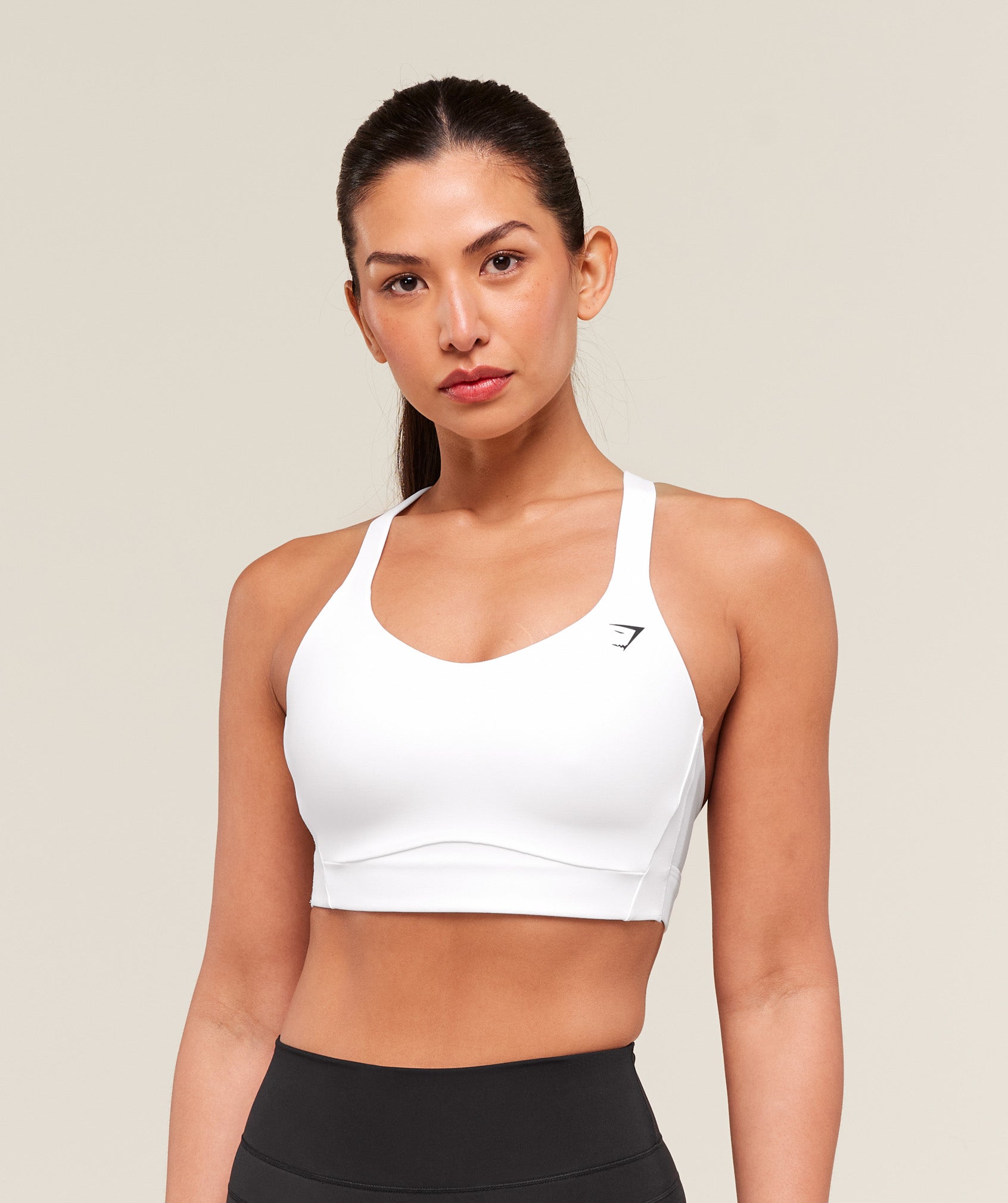 Crossover Strap High Support Sports Bra - White