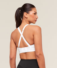 Crossover Strap High Support Sports Bra - White