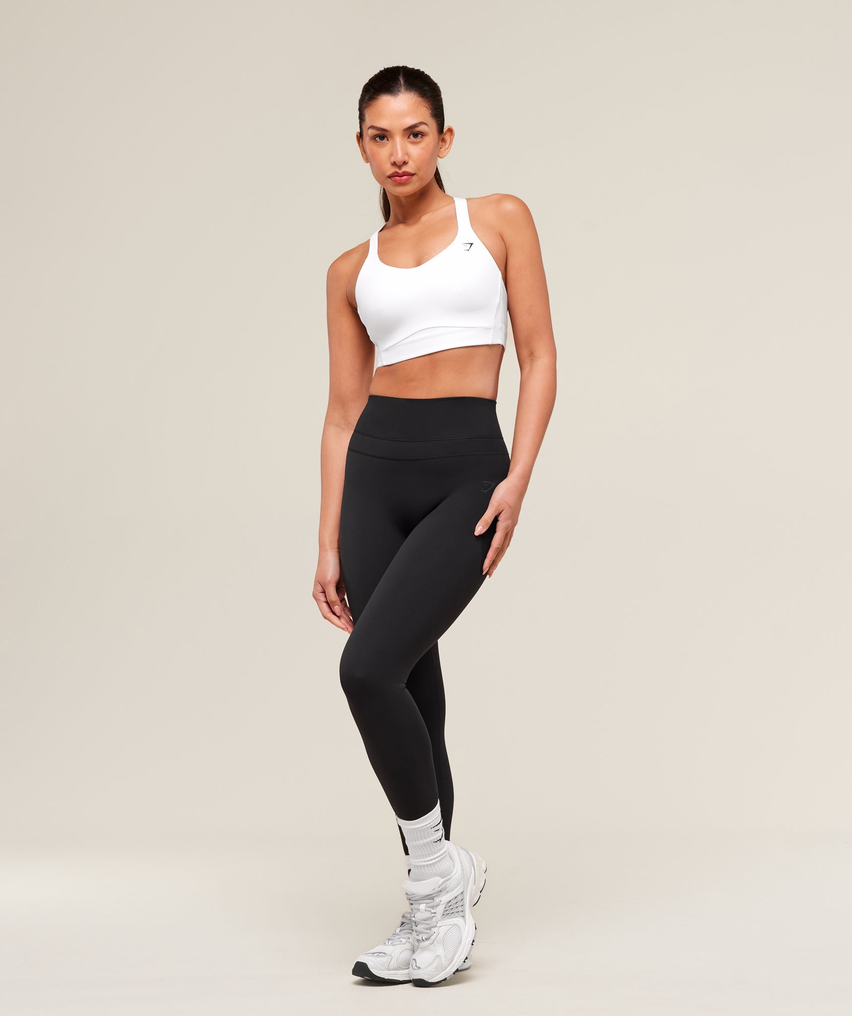 Crossover Strap High Support Sports Bra - White