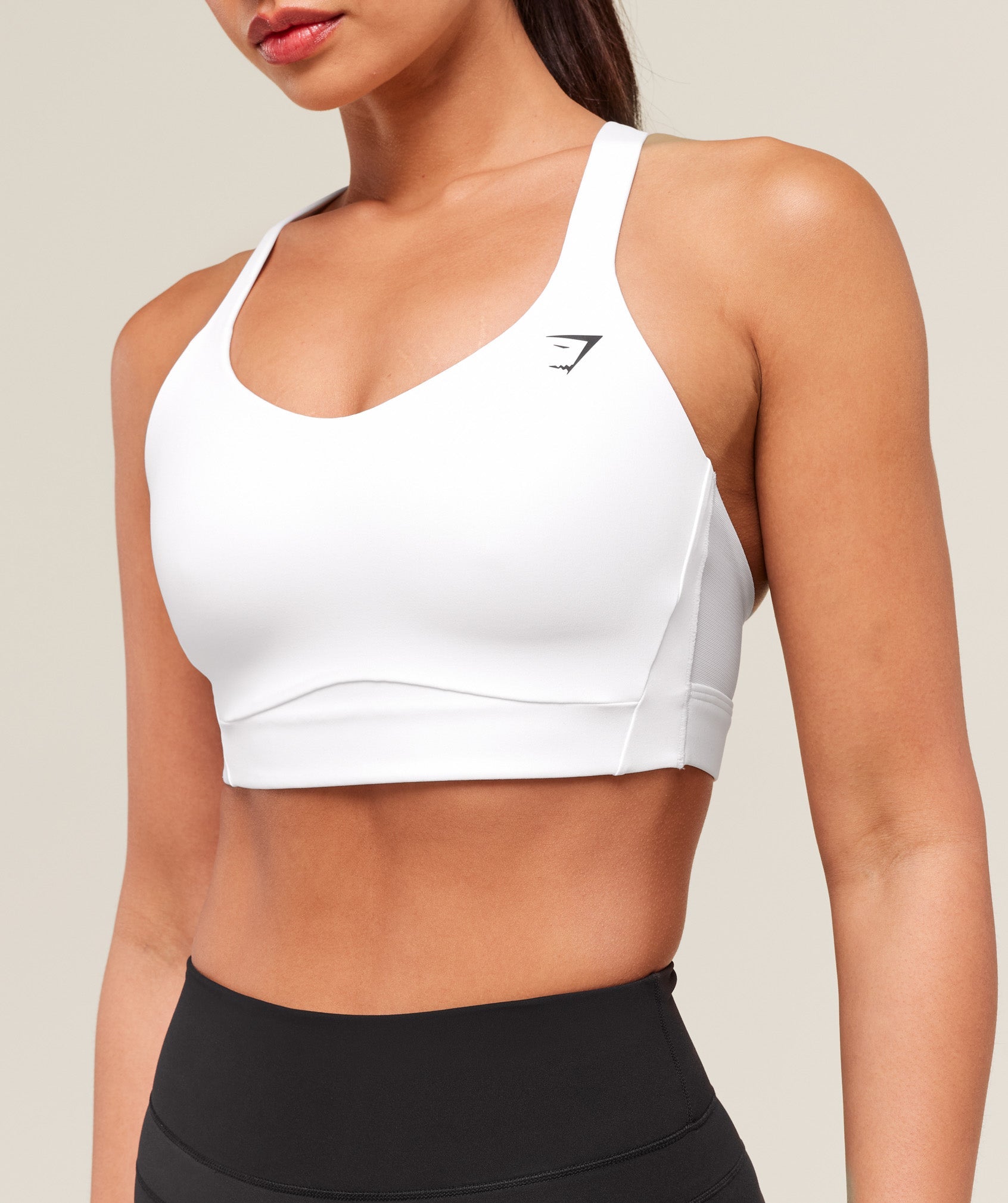 Crossover Strap High Support Sports Bra - White