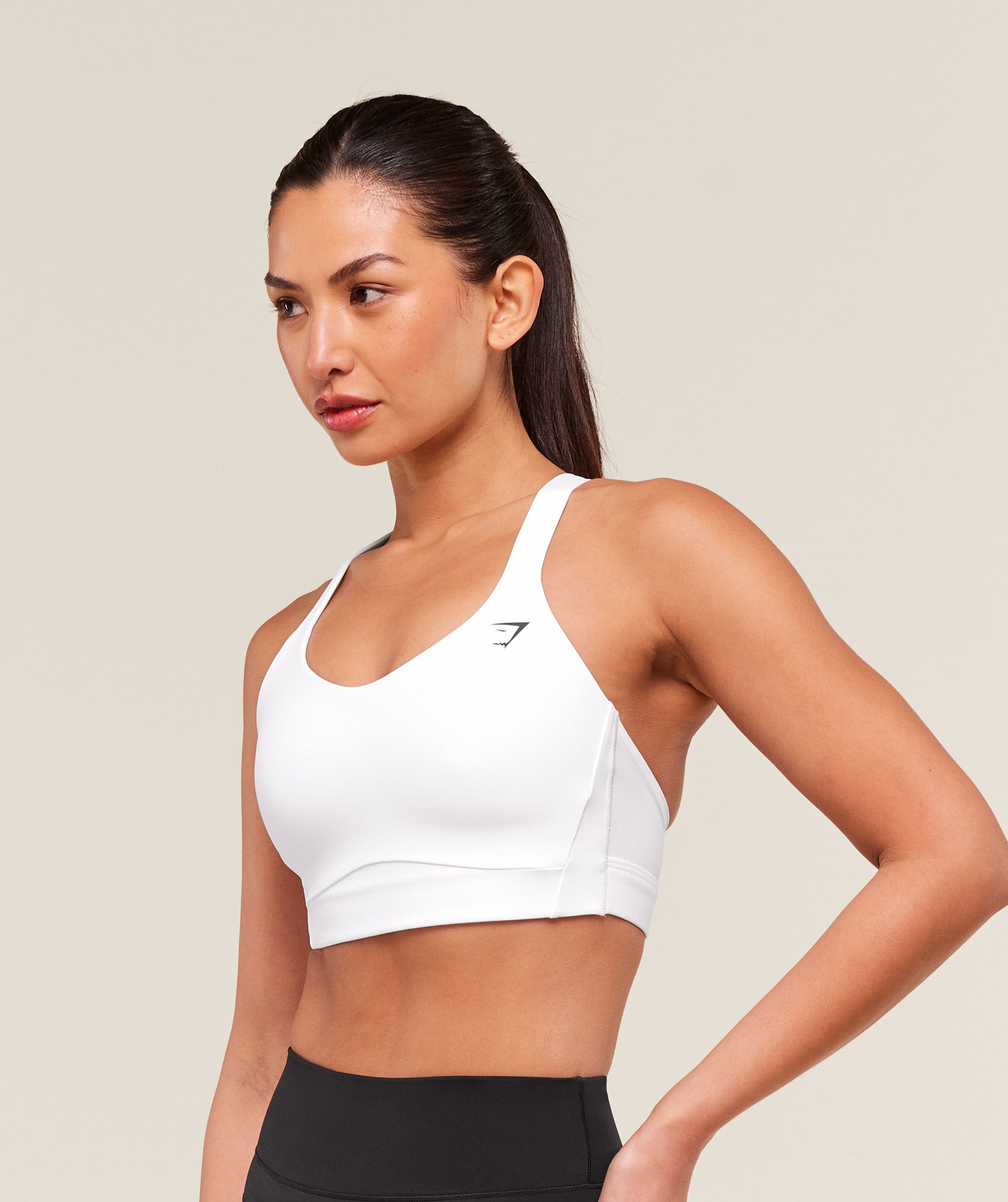 Crossover Strap High Support Sports Bra - White