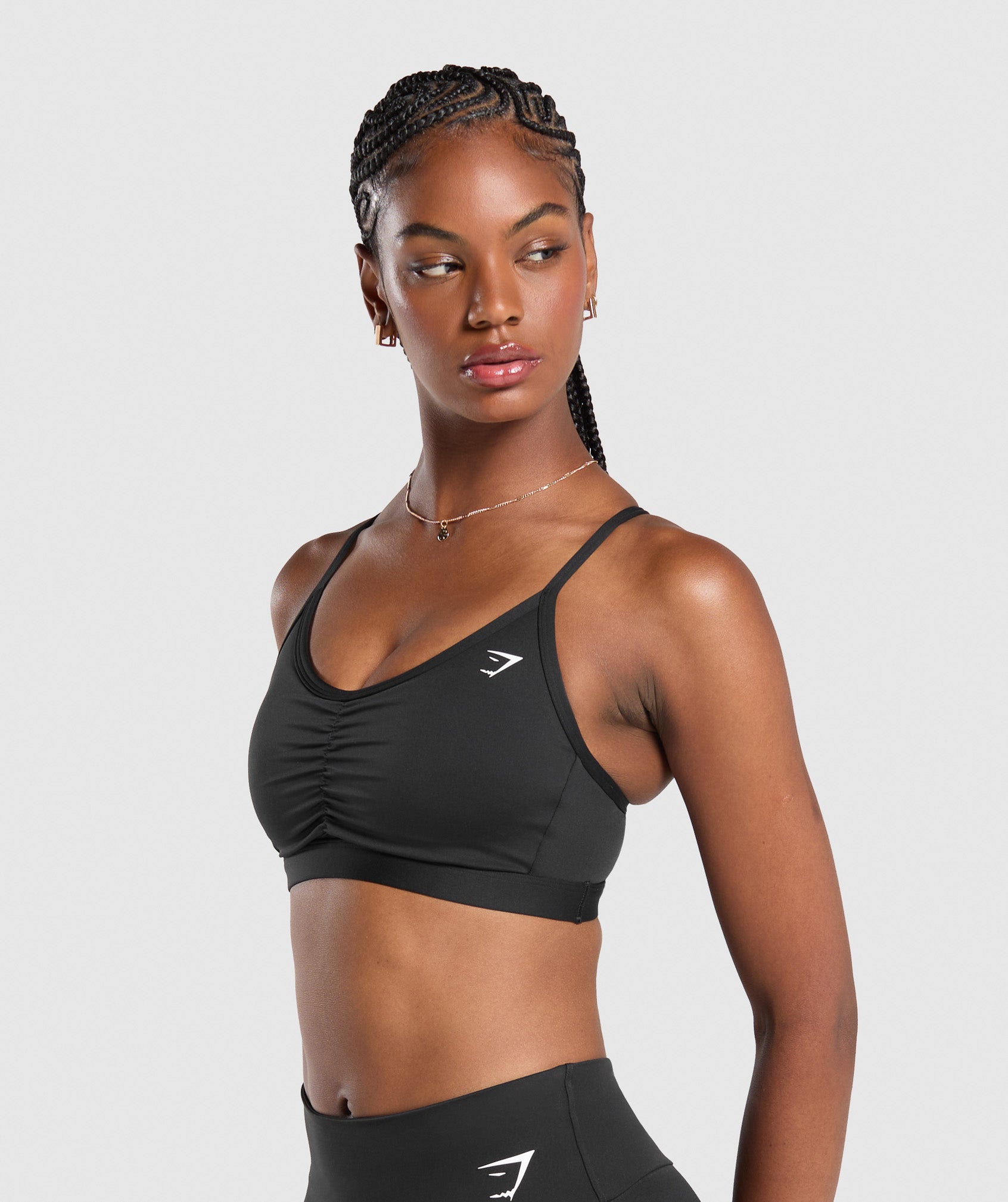 Ruched Sports Bra - Black