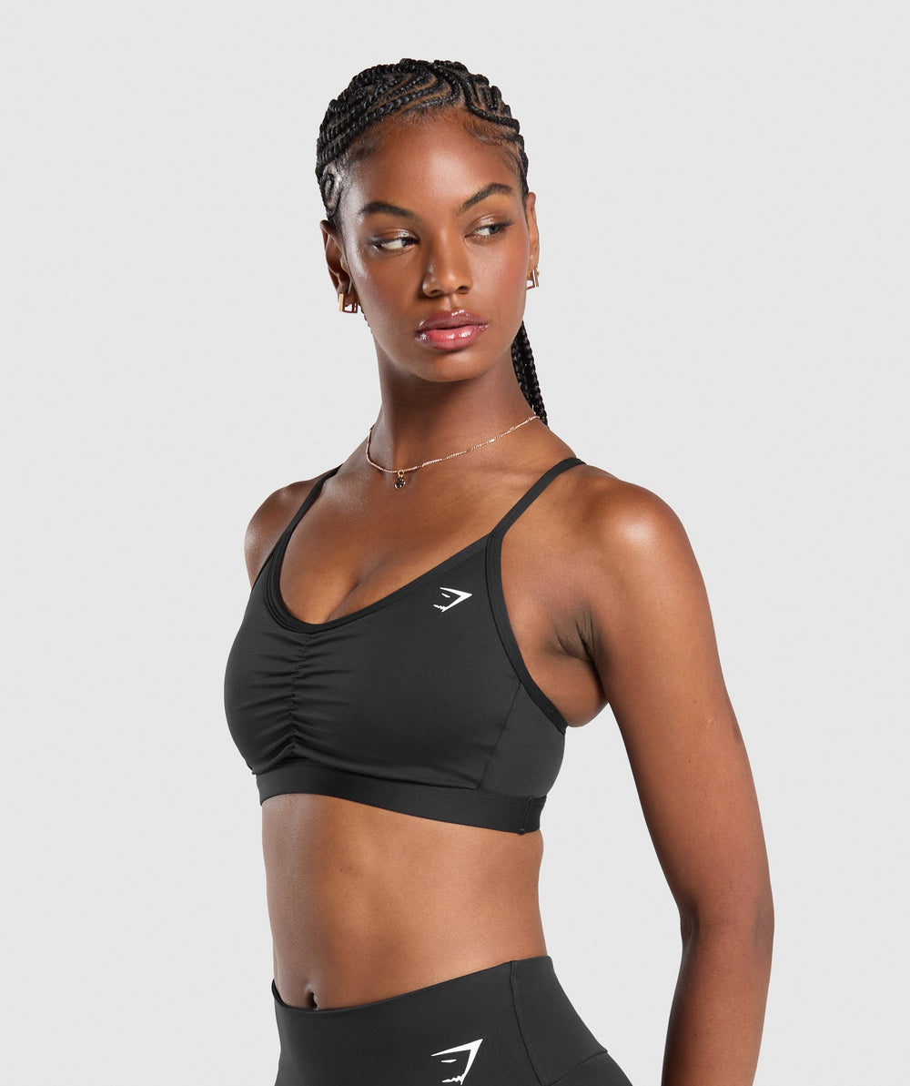 Ruched Sports Bra - Black