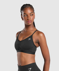 Ruched Sports Bra - Black