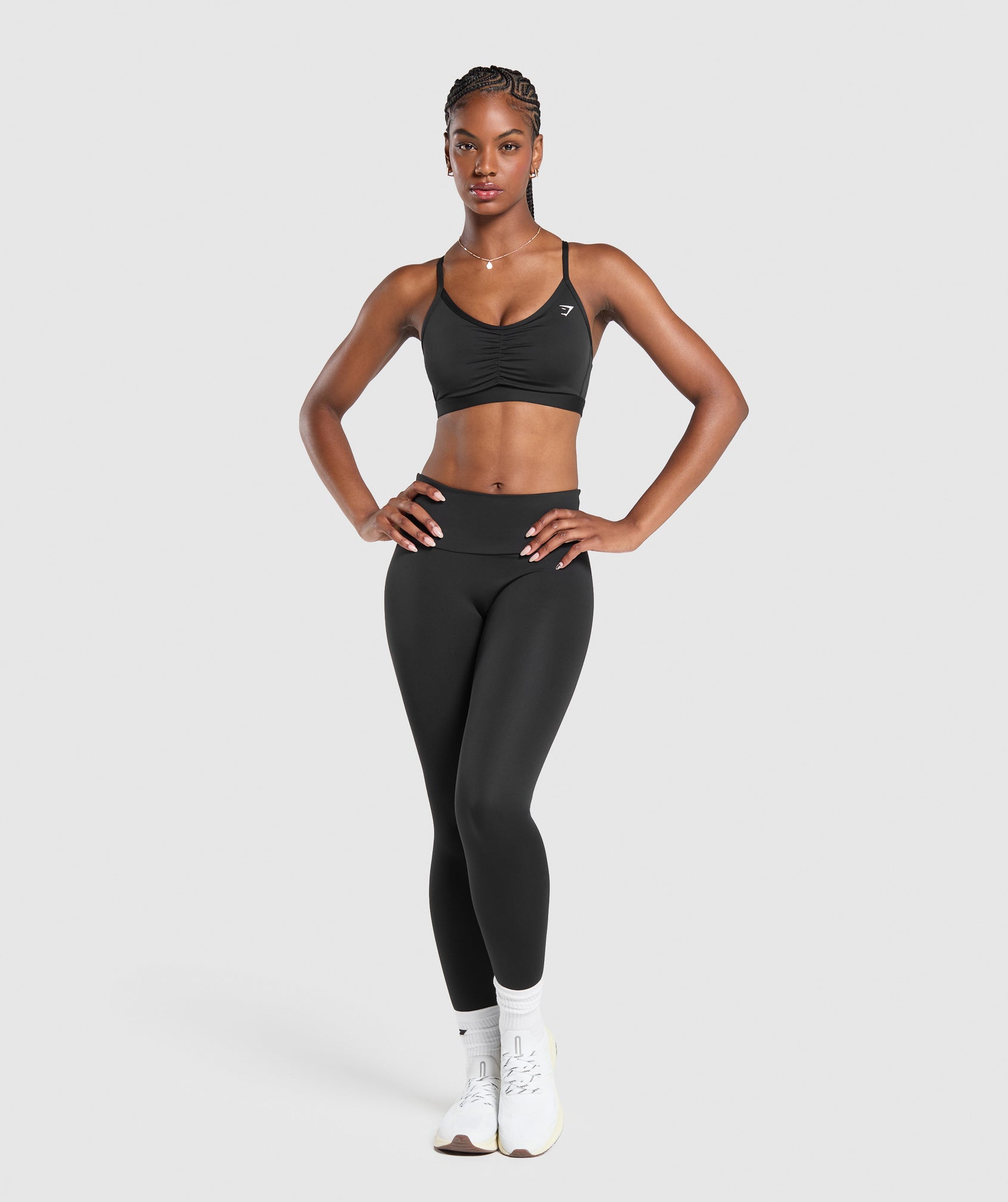 Ruched Sports Bra - Black