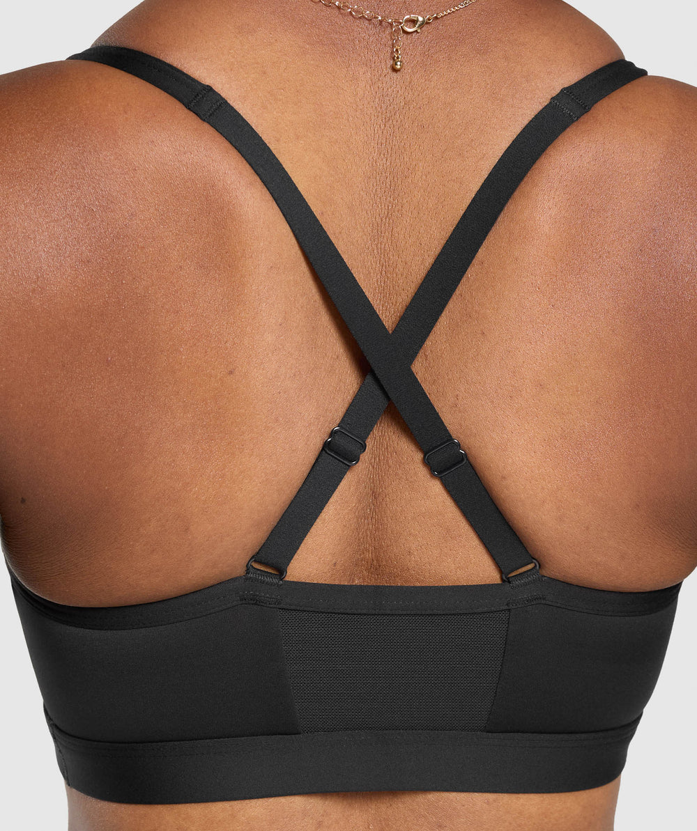 Ruched Sports Bra - Black