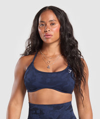 Adapt Camo Cross Back Sports Bra - Midnight Blue/Ash Blue