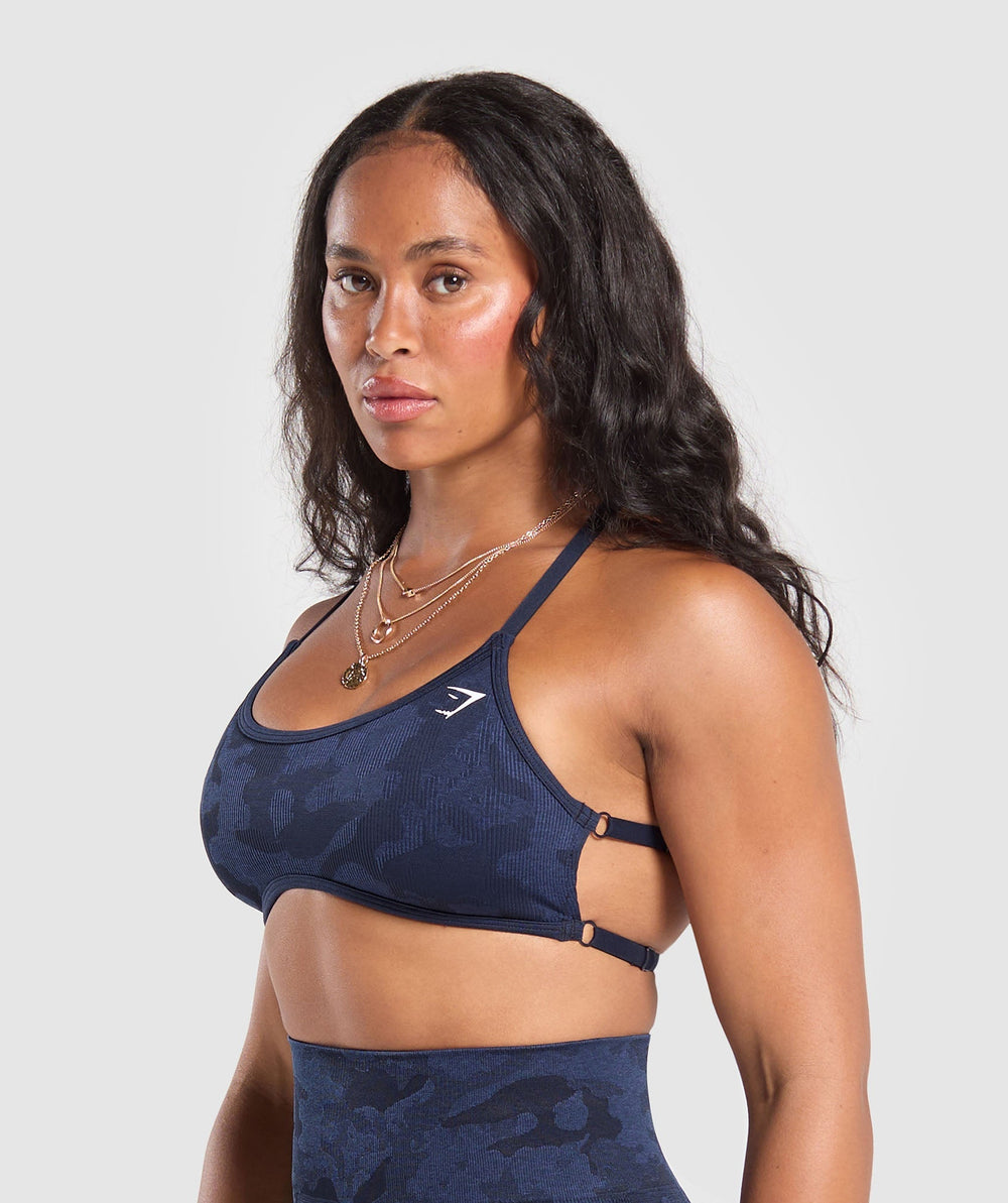 Adapt Camo Cross Back Sports Bra - Midnight Blue/Ash Blue
