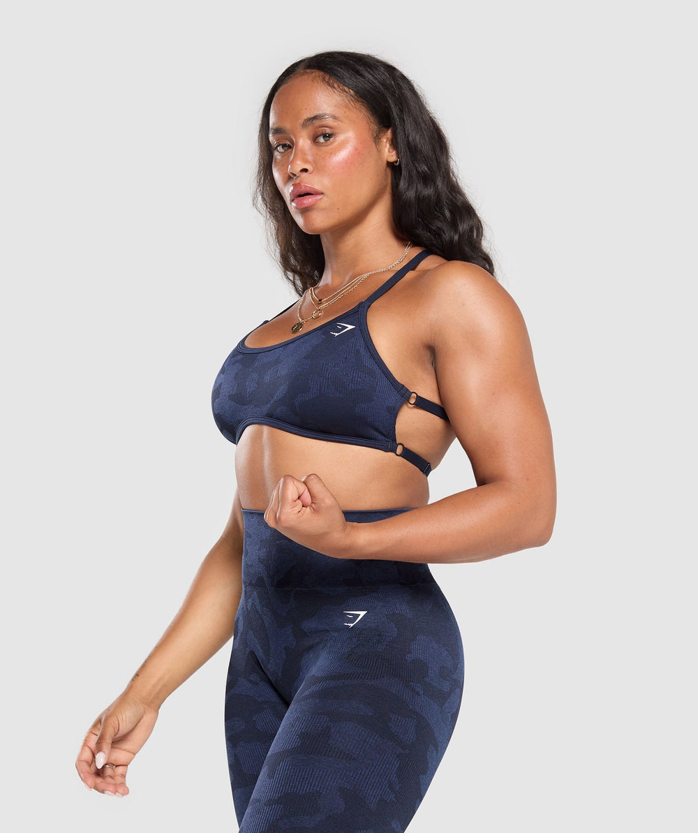 Adapt Camo Cross Back Sports Bra - Midnight Blue/Ash Blue