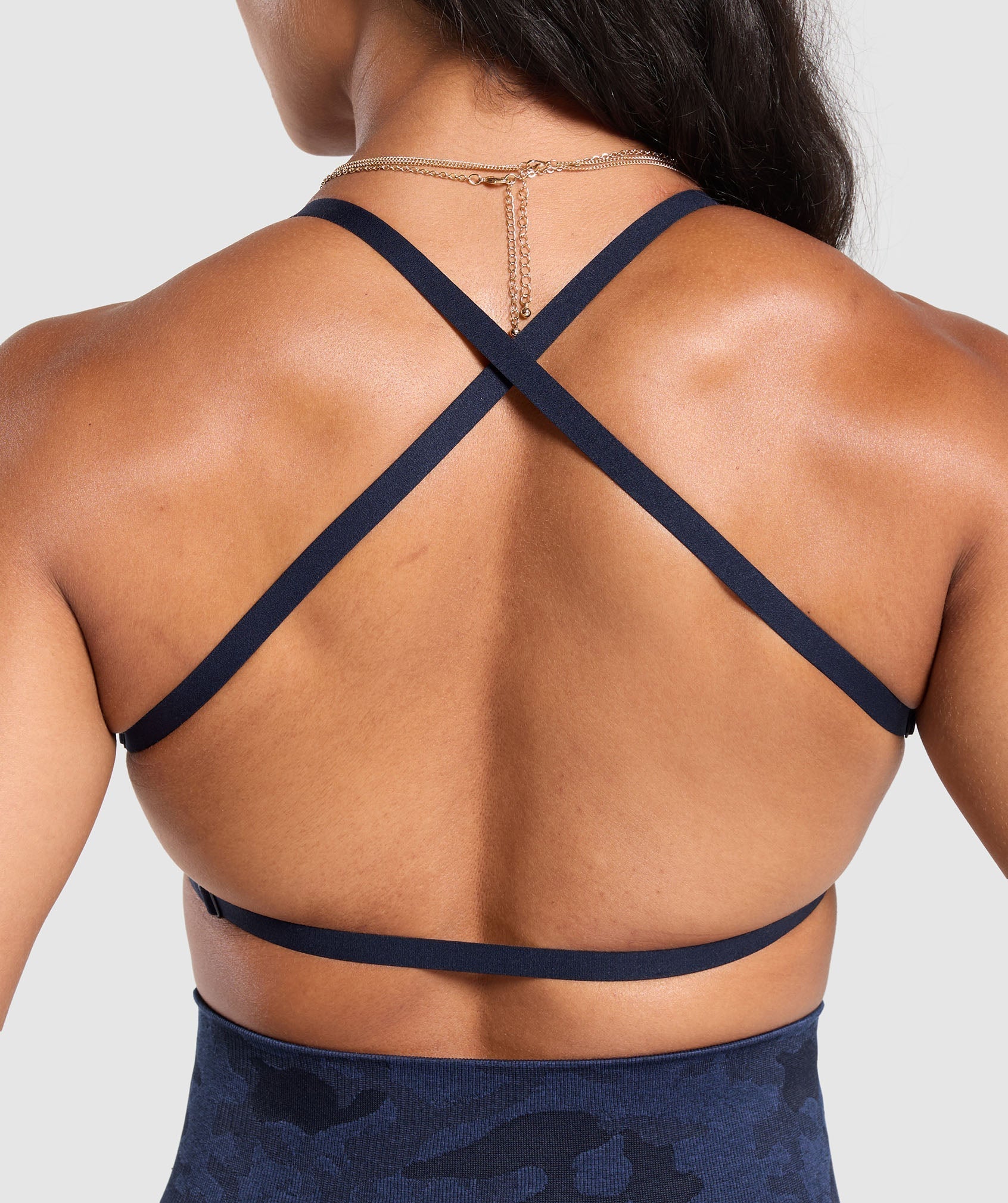 Adapt Camo Cross Back Sports Bra - Midnight Blue/Ash Blue