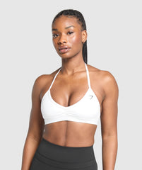 Minimal Halterneck Sports Bra - White