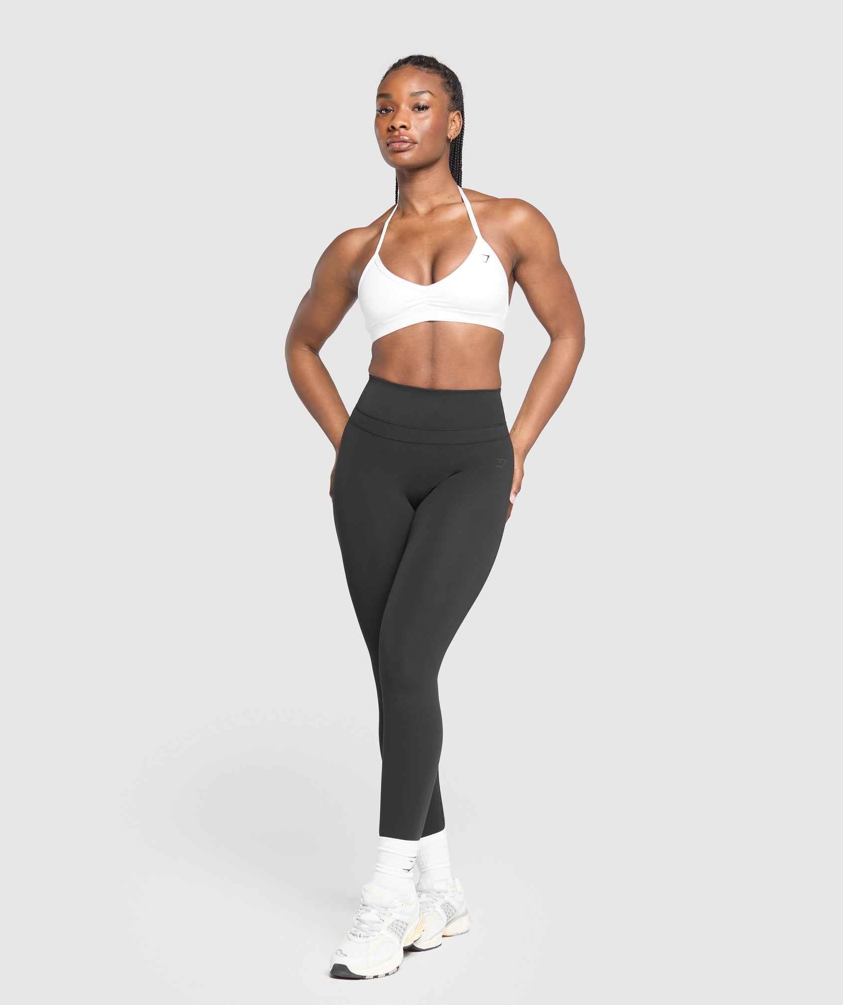 Minimal Halterneck Sports Bra - White